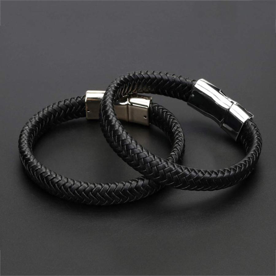 【並行輸入品】MileHouse Vintage Men Weave Faux Leather Bracelet Bangle Wristba_9