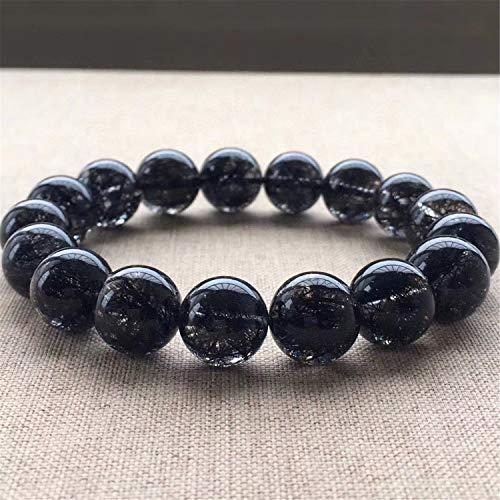 【並行輸入品】Muko Gemstone 12.5mm Natural Black Rutilated Quartz Crystal Streの画像