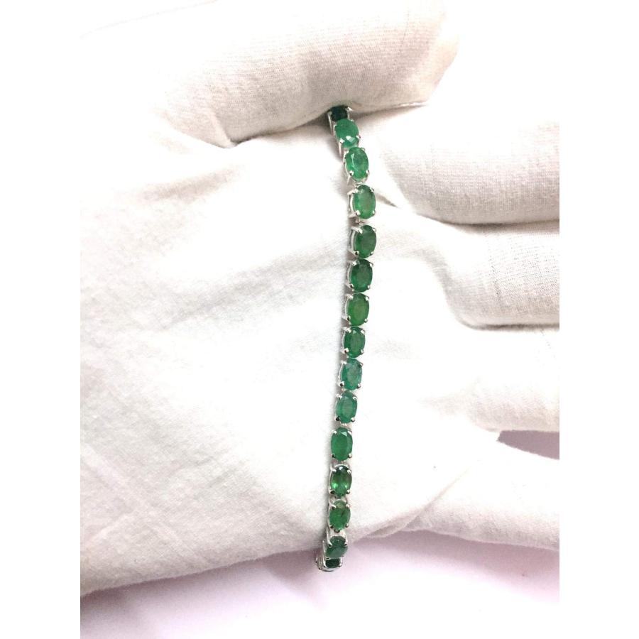 【並行輸入品】Juhi Jewels Sterling Silver Emerald Tennis Bracelet Natural Emerの画像