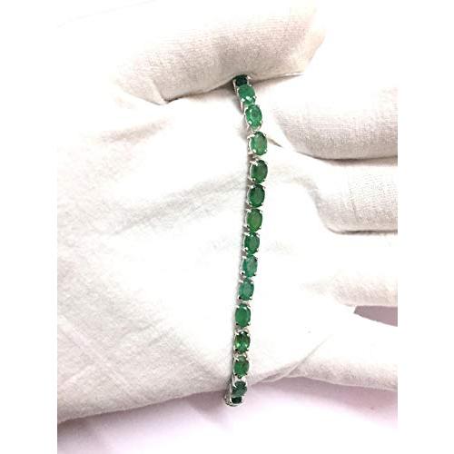 【並行輸入品】Juhi Jewels Sterling Silver Emerald Tennis Bracelet Natural Emerの画像