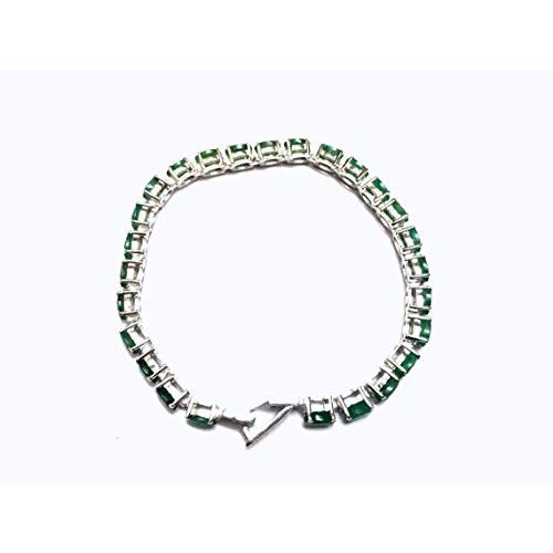 【並行輸入品】Juhi Jewels Sterling Silver Emerald Tennis Bracelet Natural Emerの画像