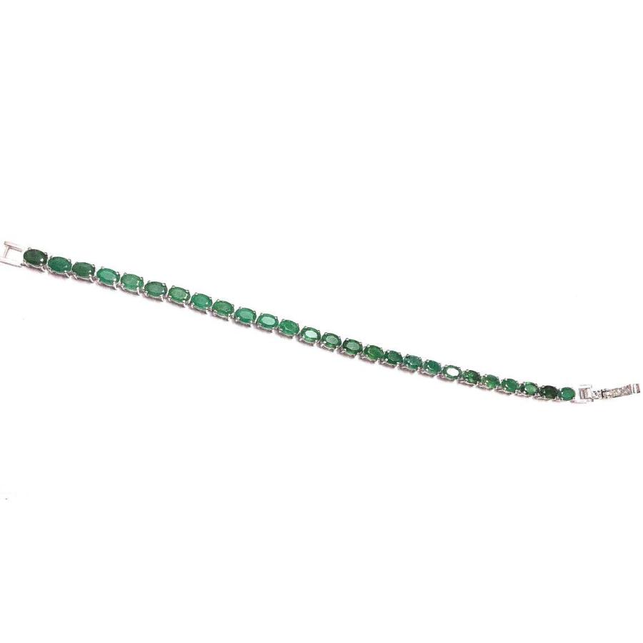 【並行輸入品】Juhi Jewels Sterling Silver Emerald Tennis Bracelet Natural Emerの画像