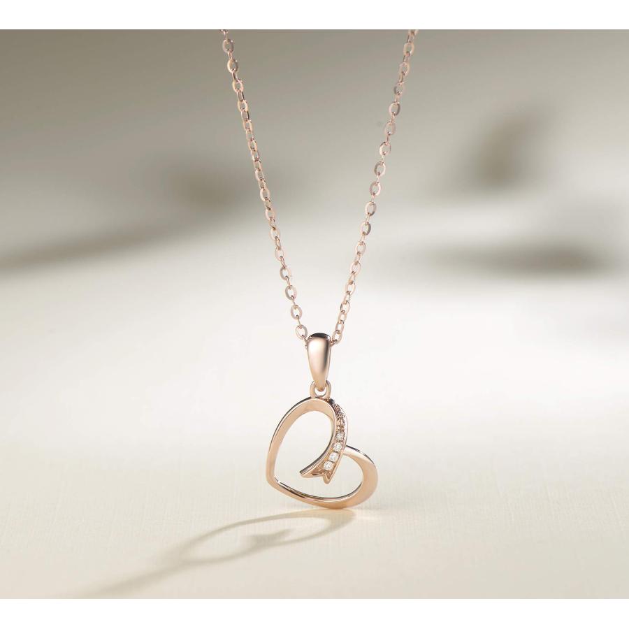 並行輸入品】Agvana 14K ソリッドローズゴールド ダイヤモンド ハート 