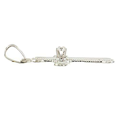 【並行輸入品】14K White Gold Budded Edges Polished Diamond Cross Religious Penの画像