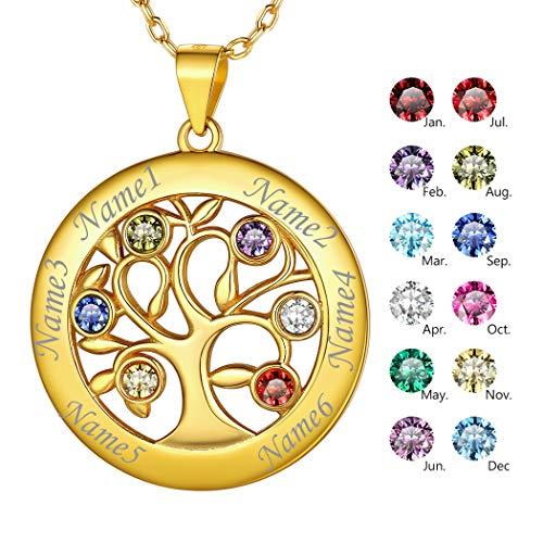 【並行輸入品】PROSILVER 925スターリングシルバー 生命の樹ネックレス 名前入り誕生石 名前入りネックレス 最大7つの名前 18インチ_1
