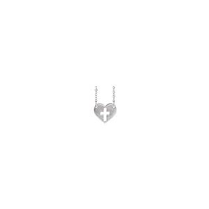 【並行輸入品】Diamond2Deal 14K White Gold Pierced Cross Heart Pendant 16 18" Nの画像