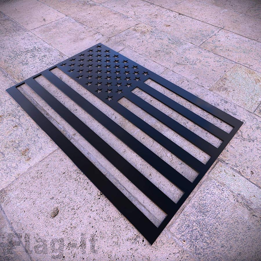 【並行輸入品】Flag It 車トラックエンブレム ステンレススチール ブラック USA ブラック 8008136 Flag It Car Trの画像