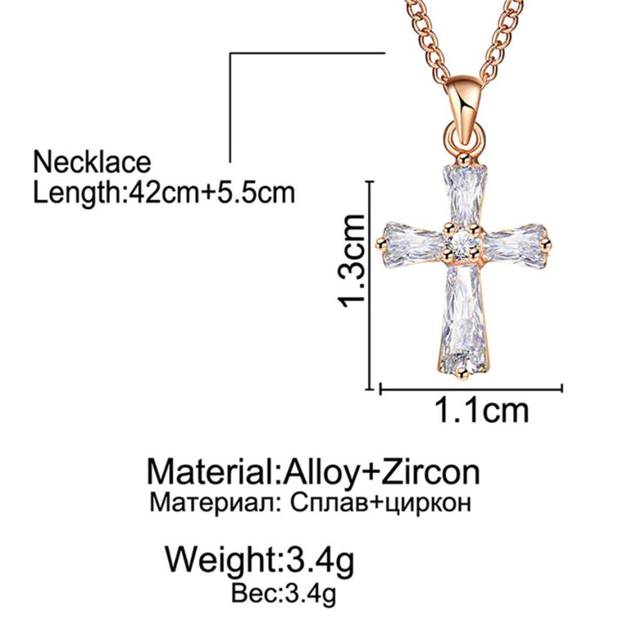 【並行輸入品】GOMYIE Cross Pendant Necklace Lady Crystal Cubic Zirconia Long N_9