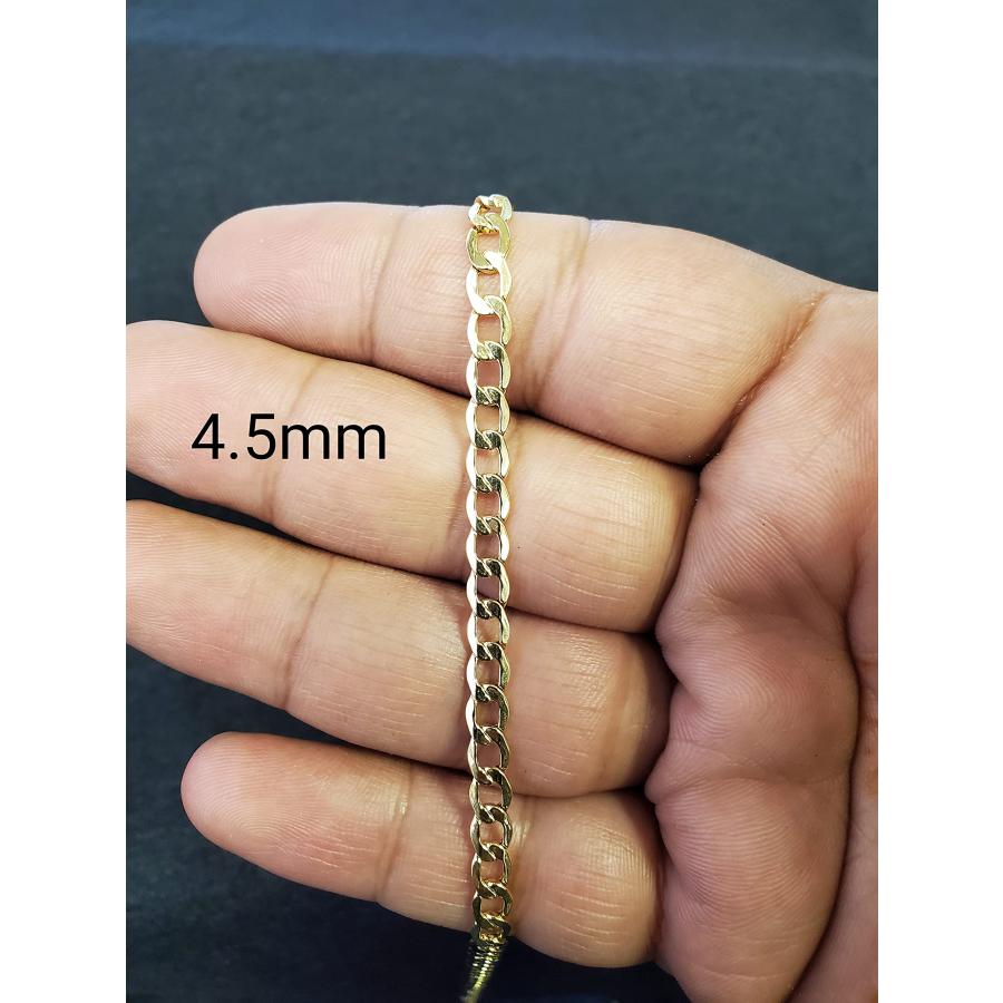 【並行輸入品】本物の10Kイエローゴールド 中空カーブリンク 男女兼用 ブレスレット/アンクレット 4.5mm (7インチから10インチ), ジの画像