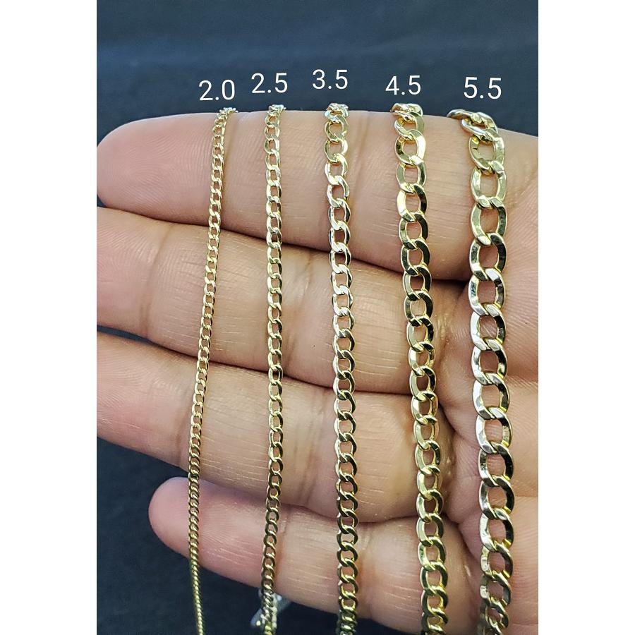 【並行輸入品】本物の10Kイエローゴールド 中空カーブリンク 男女兼用 ブレスレット/アンクレット 4.5mm (7インチから10インチ), ジの画像