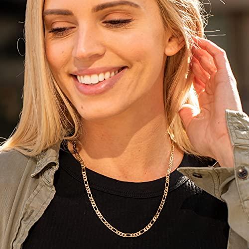 【並行輸入品】Lifetime Jewelry 4.5mm スイスカット フィガロチェーンネックレス 女性用 24Kゴールドメッキ ゴールド L_7