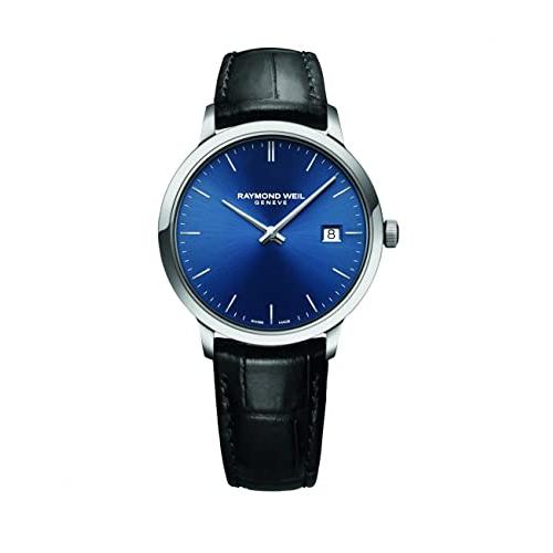 【並行輸入品】RAYMOND WEIL メンズ Toccata ステンレススチール スイスクォーツ カーフレザー ワニのモチーフストラップ ブラの画像