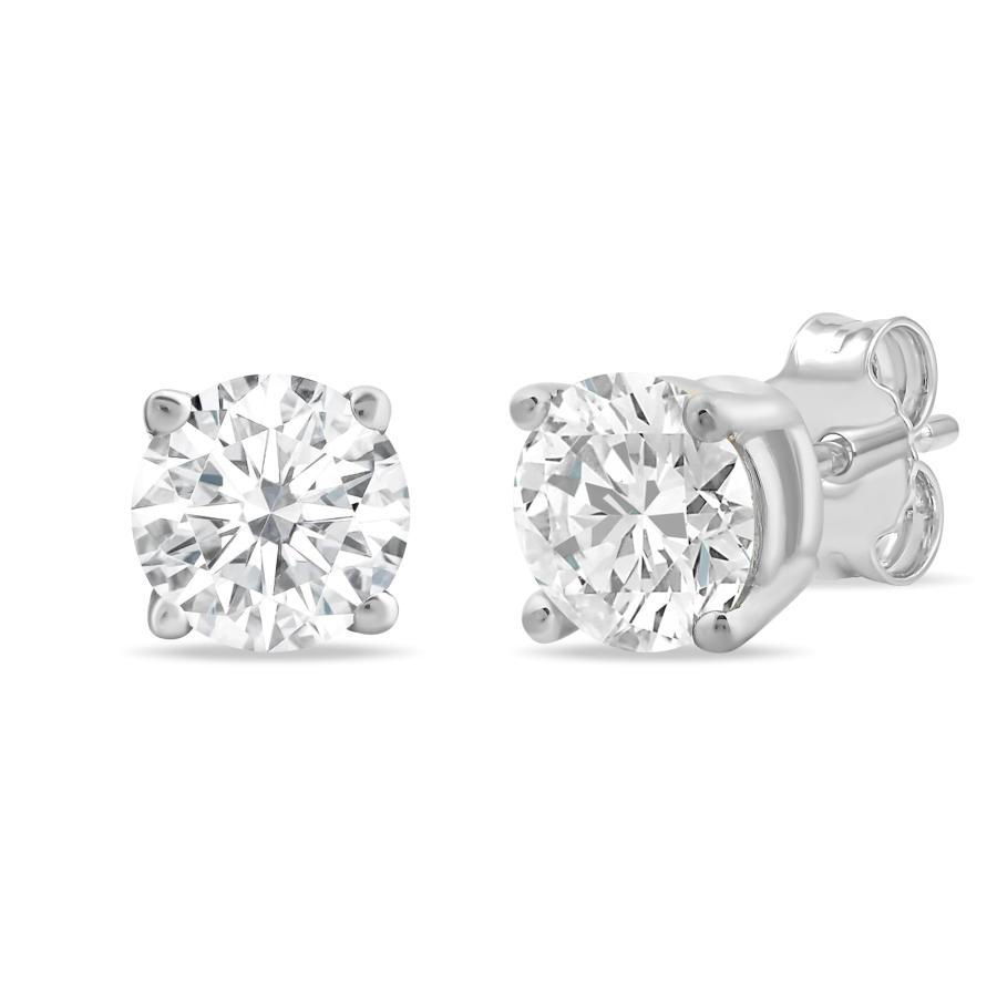 【並行輸入品】Jewelili 14K ホワイトゴールド 3/4カラット 天然ホワイトラウンドダイヤモンド スタッドピアス, 金属, ダイヤモンの画像