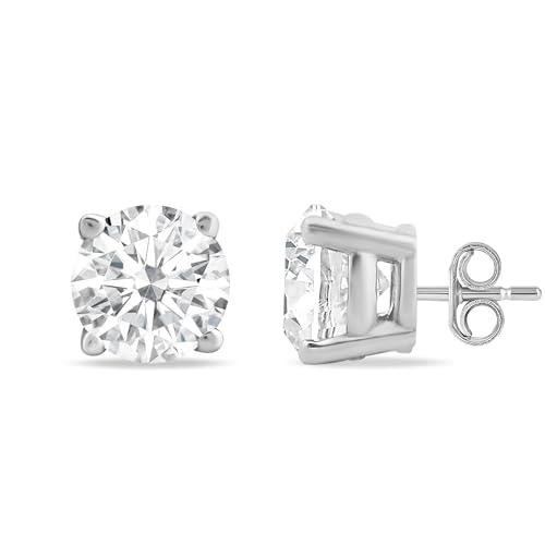 【並行輸入品】Jewelili 14K ホワイトゴールド 3/4カラット 天然ホワイトラウンドダイヤモンド スタッドピアス, 金属, ダイヤモンの画像