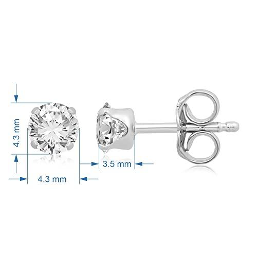 【並行輸入品】Jewelili 14K ホワイトゴールド 1/2カラット 天然ホワイトラウンドダイヤモンドスタッドイヤリング, 金属, ダイヤモの画像