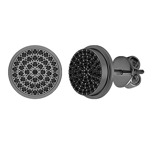 【並行輸入品】Dazzlingrockコレクション 0.20カラット (ctw) ブラックメッキ ラウンドブラックダイヤモンド マイクロパヴェの画像
