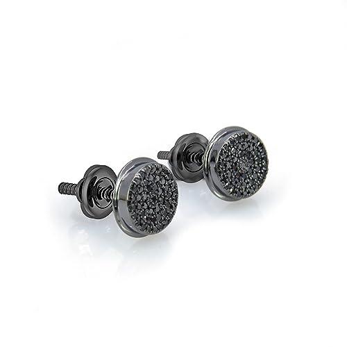 【並行輸入品】Dazzlingrock Collection 0.20 Carat (ctw) Round Black Diamond Micの画像