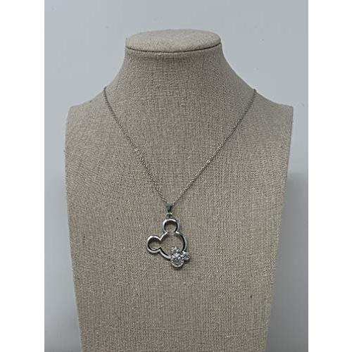 【並行輸入品】ミッキーペンダントネックレス ジェム付き レディース&ガールズ用 シルバー Mickey Pendant Necklace wit