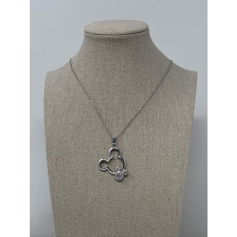 【並行輸入品】ミッキーペンダントネックレス ジェム付き レディース&ガールズ用 シルバー Mickey Pendant Necklace wit