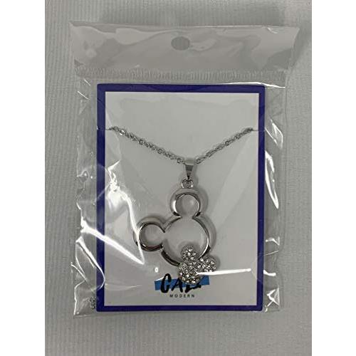 【並行輸入品】ミッキーペンダントネックレス ジェム付き レディース&ガールズ用 シルバー Mickey Pendant Necklace wit
