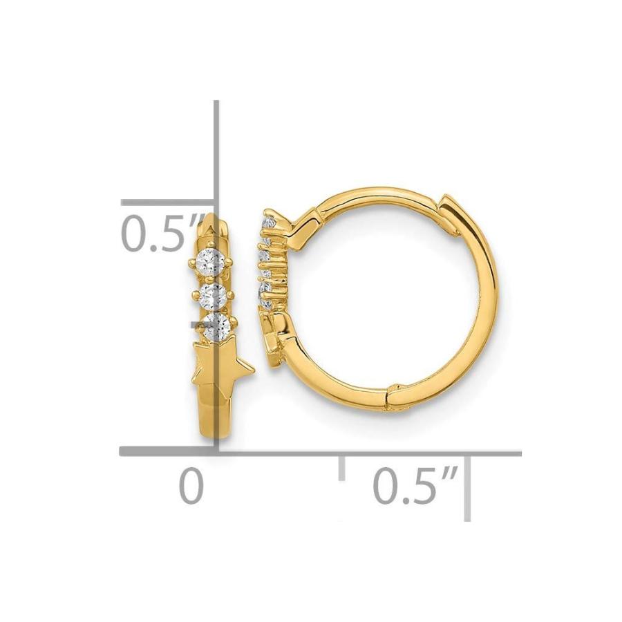 【並行輸入品】14k Yellow Gold Cubic Zirconia Shooting Star Hinged Hoop Earringの画像