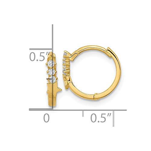 【並行輸入品】14k Yellow Gold Cubic Zirconia Shooting Star Hinged Hoop Earringの画像
