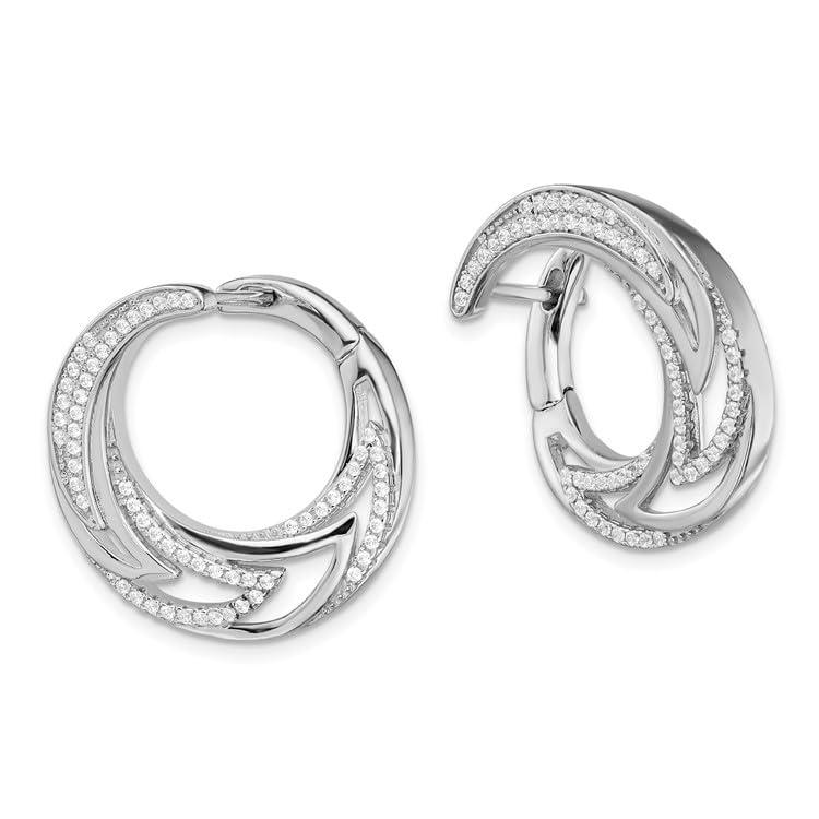 【並行輸入品】Sterling Silver Cubic Zirconia Hinged Hoop Earringsの画像