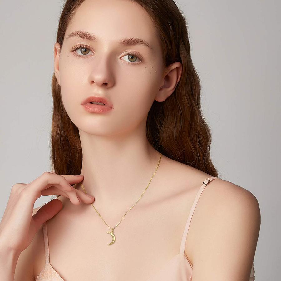 【並行輸入品】14K ゴールド 三日月 ペンダントネックレス 天然ラウンドカット ダイヤモンド バレンタインデー 記念日 ジュエリー ギフト 女_3