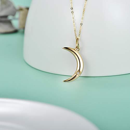 【並行輸入品】14K ゴールド 三日月 ペンダントネックレス 天然ラウンドカット ダイヤモンド バレンタインデー 記念日 ジュエリー ギフト 女_7