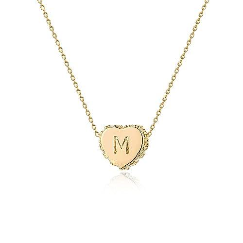 【並行輸入品】Tiny Gold Initial Heart Necklace 14K Gold Plated Handmade Dainty_1