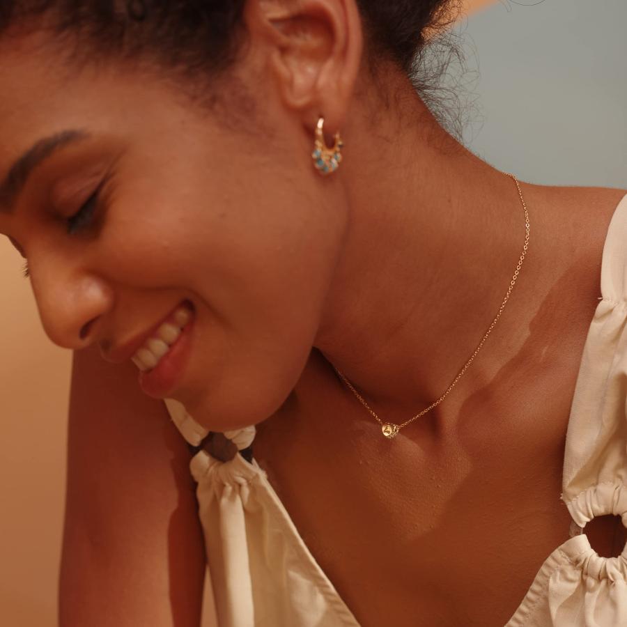 【並行輸入品】Tiny Gold Initial Heart Necklace 14K Gold Plated Handmade Dainty_3