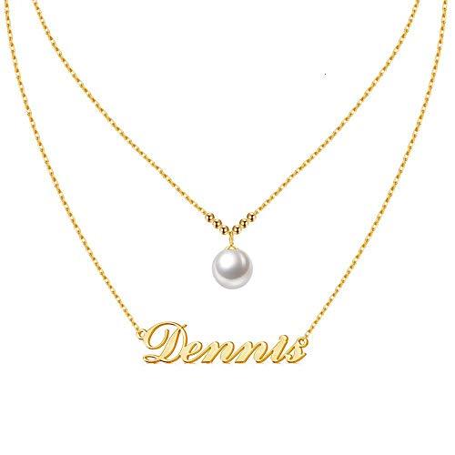 【並行輸入品】Blocaci Layered Personalized Custom Women Name Necklace with Peaの画像