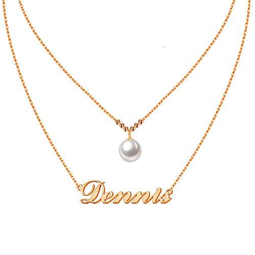 【並行輸入品】Blocaci Layered Personalized Custom Women Name Necklace with Peaの画像