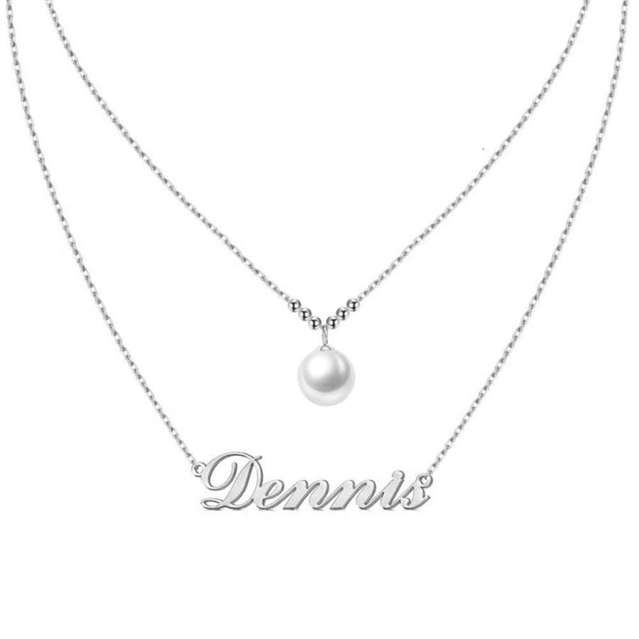 【並行輸入品】Blocaci Layered Personalized Custom Women Name Necklace with Peaの画像