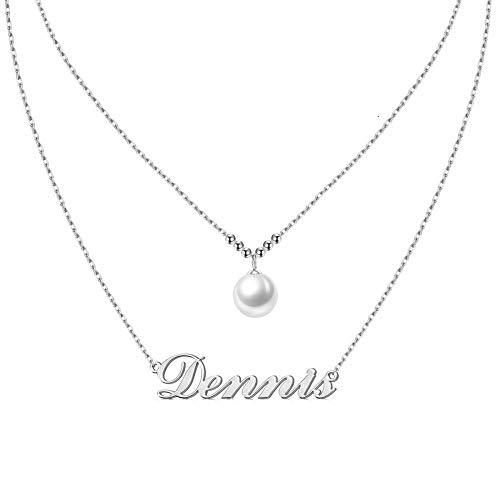 【並行輸入品】Blocaci Layered Personalized Custom Women Name Necklace with Peaの画像