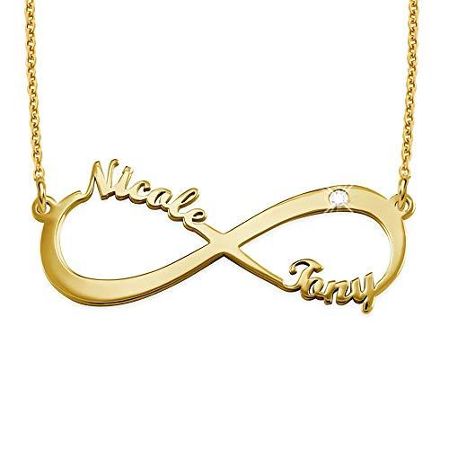 【並行輸入品】Custom Name Necklace Personalized Infinity Couples Moissanite Peの画像