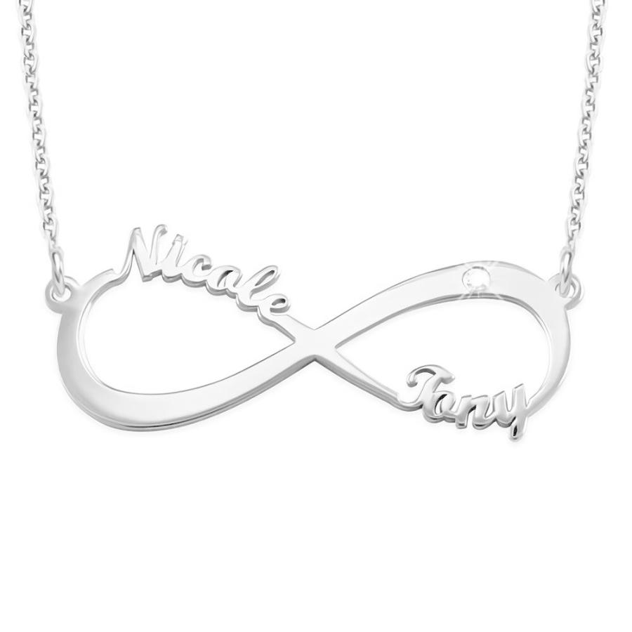【並行輸入品】Custom Name Necklace Personalized Infinity Couples Moissanite Peの画像