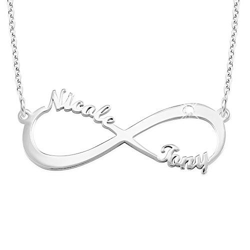 【並行輸入品】Custom Name Necklace Personalized Infinity Couples Moissanite Peの画像