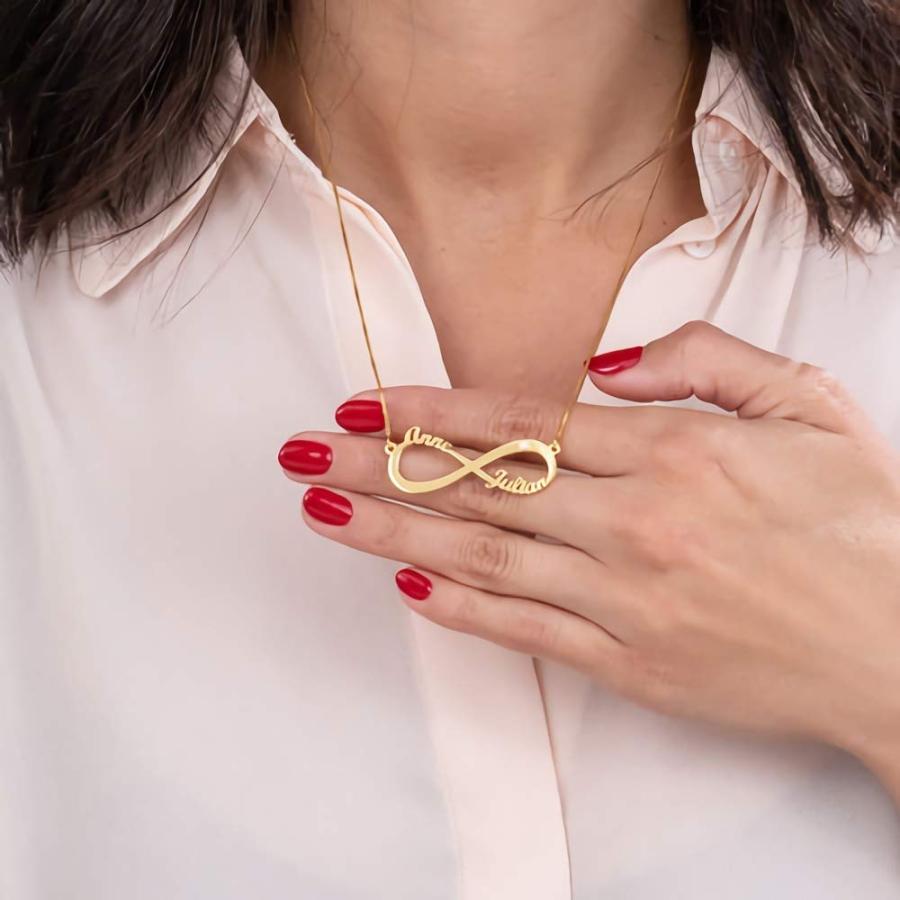 【並行輸入品】Custom Name Necklace Personalized Infinity Couples Moissanite Peの画像