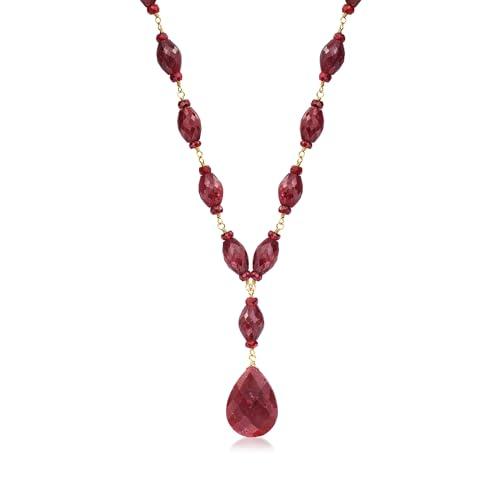 Ross Simons 175.00 ct. t.w.ルビードロップネックレス スターリングシルバーに18kt イエローゴールド 並行輸入品
