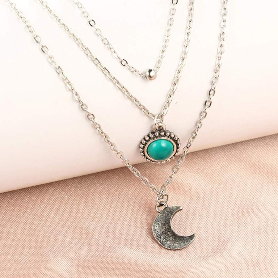 【並行輸入品】Fashion Necklace for Women Girls， Multilayer Crescent Moon Faux_3