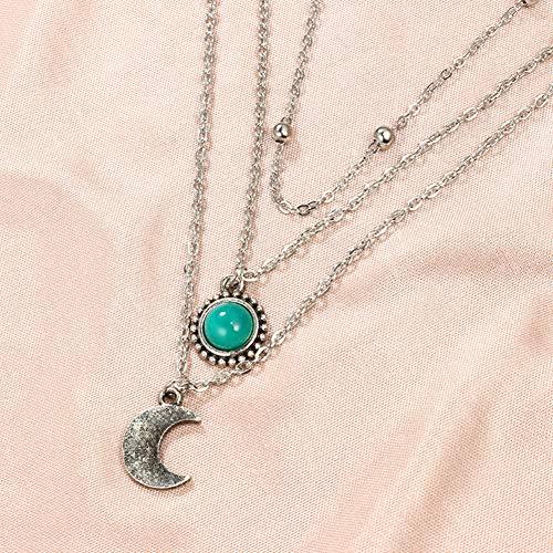 【並行輸入品】Fashion Necklace for Women Girls， Multilayer Crescent Moon Faux_7