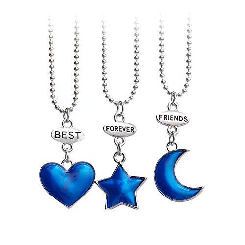 【並行輸入品】MileHouse Fashion Necklace for Women Girls,3Pcs/Set Star Moon Loの画像
