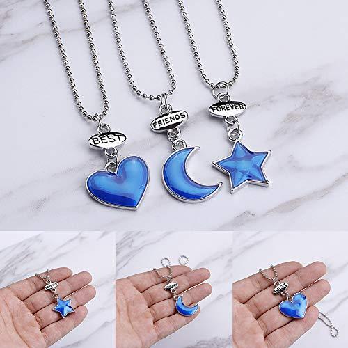 【並行輸入品】MileHouse Fashion Necklace for Women Girls,3Pcs/Set Star Moon Loの画像