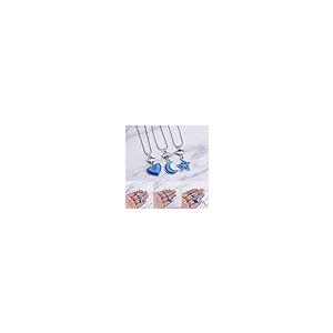 【並行輸入品】MileHouse Fashion Necklace for Women Girls,3Pcs/Set Star Moon Loの画像