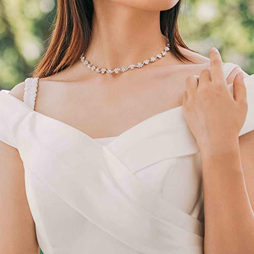 【並行輸入品】Unicra Bride シルバーネックレスイヤリングセット クリスタルブライダルウェディングジュエリーセット ラインストーンチョの画像