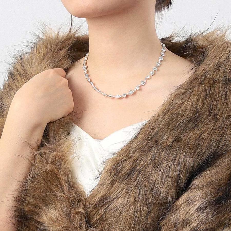 【並行輸入品】Unicra Bride シルバーネックレスイヤリングセット クリスタルブライダルウェディングジュエリーセット ラインストーンチョの画像