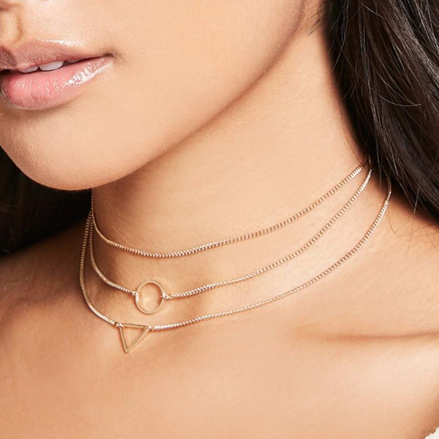 【並行輸入品】MileHouse Necklace for Women， Triangle Circular Geometric Collar_3