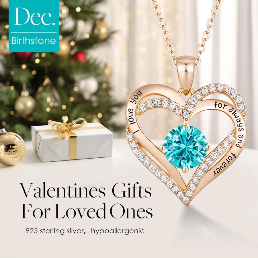 【並行輸入品】CDE Forever Love ハートペンダントネックレス レディース 925スターリングシルバー 誕生石ジルコニア付き 誕生日の画像