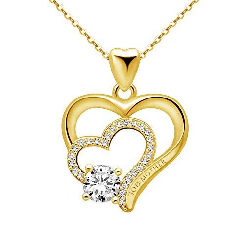 【並行輸入品】14K Gold Personalized Custom Name Necklace Double Heart Pendentの画像
